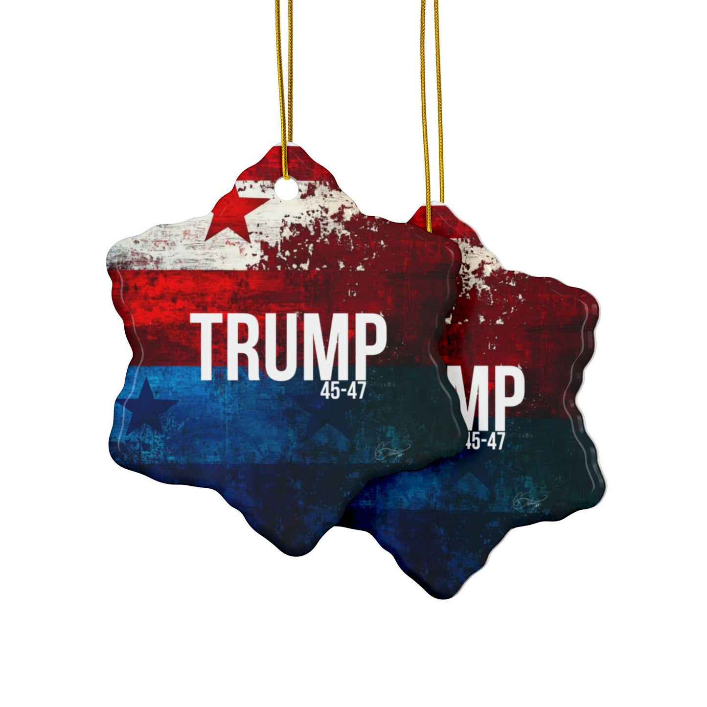 Red white and blue trump print, Ceramic Ornaments, 2-Side Print, (1pc, 3pcs, 5pcs, 10pcs)