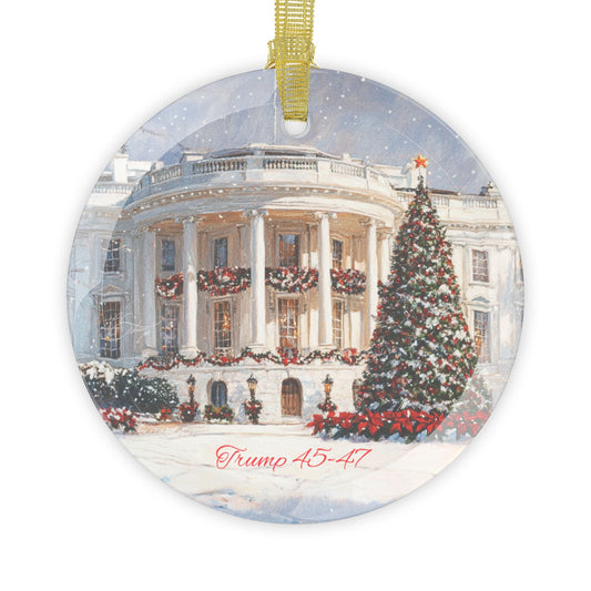 White House/Trump45-47 Glass Ornaments