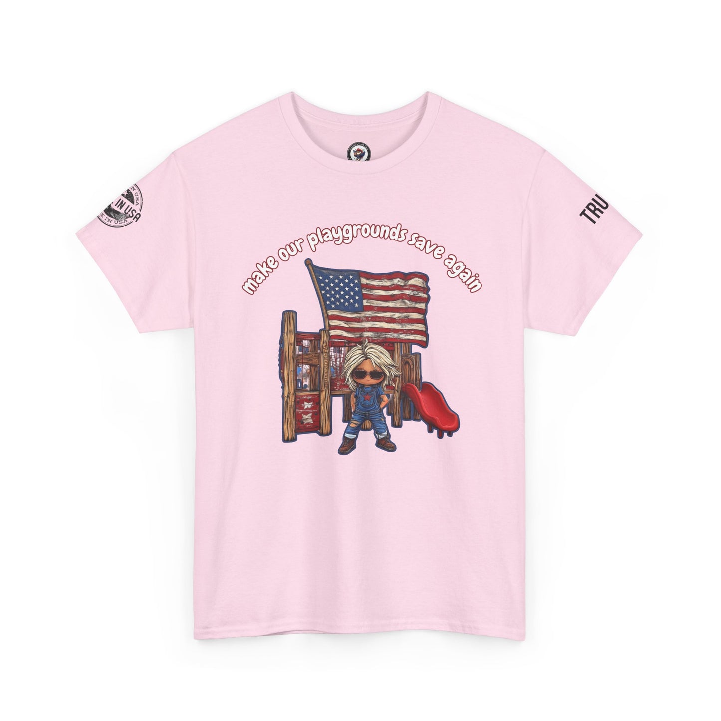 Make our playgrounds safe again trump print, Unisex Heavy Cotton Tee