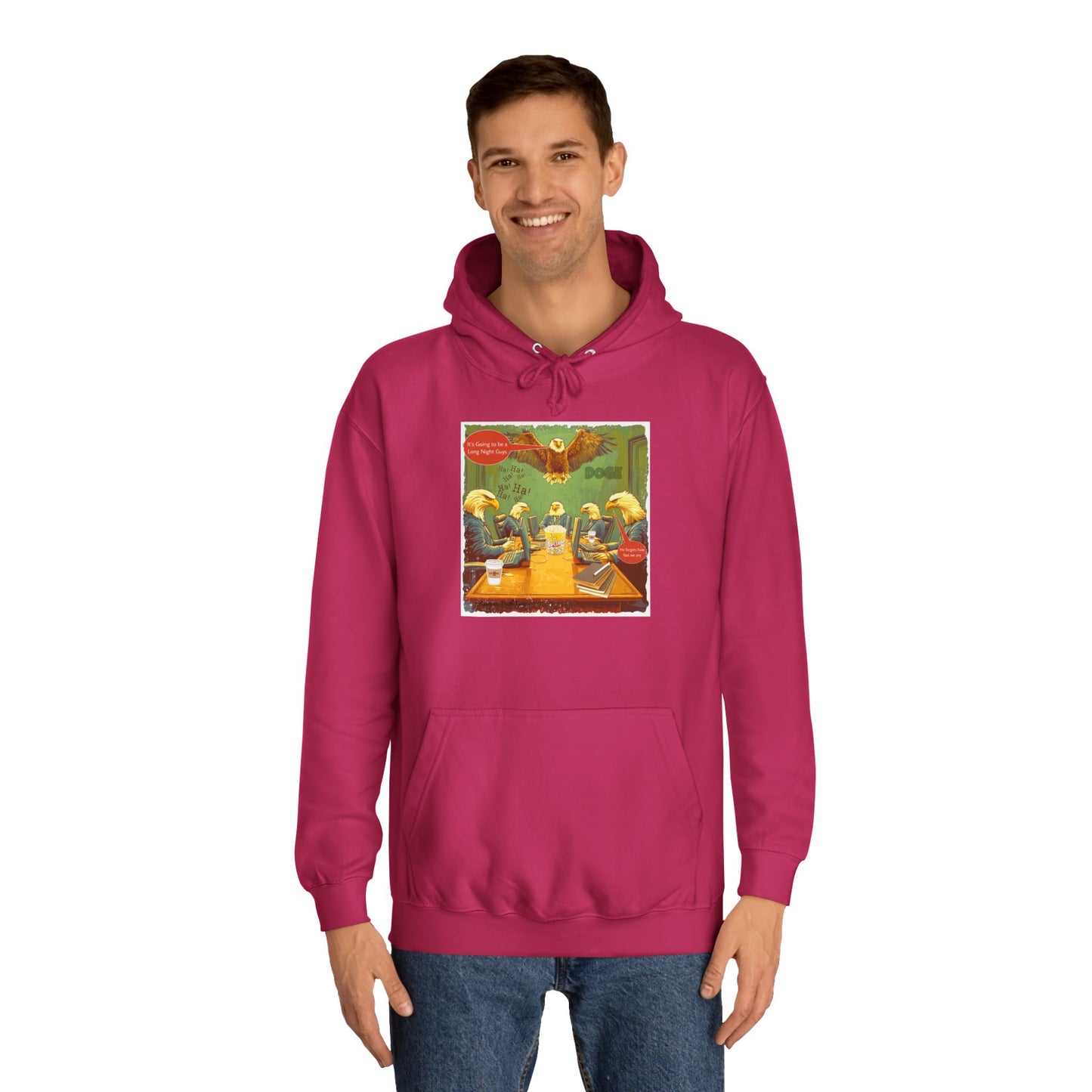 DOGE trump print cartoon, Unisex College Hoodie