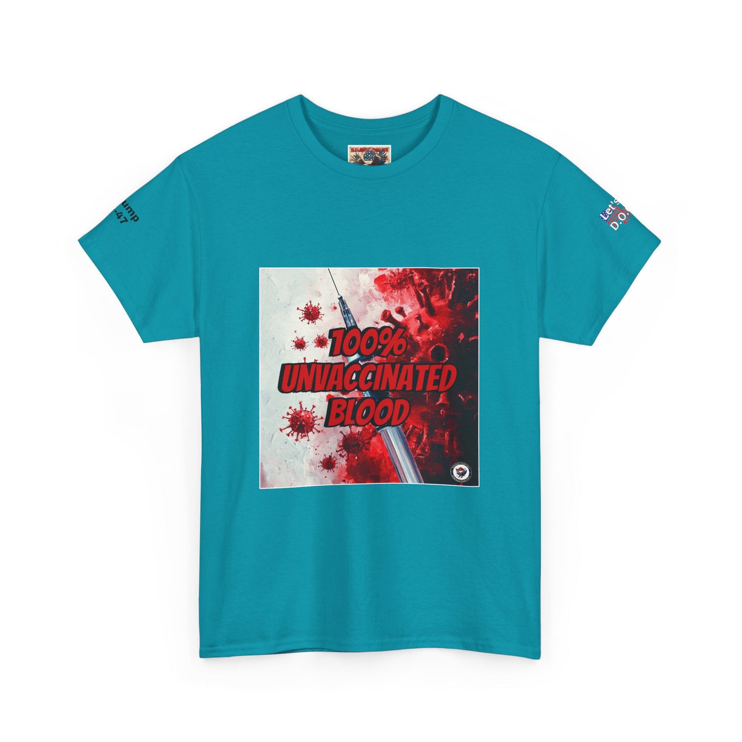 100% and vaccinated blood print, Unisex Heavy Cotton Tee