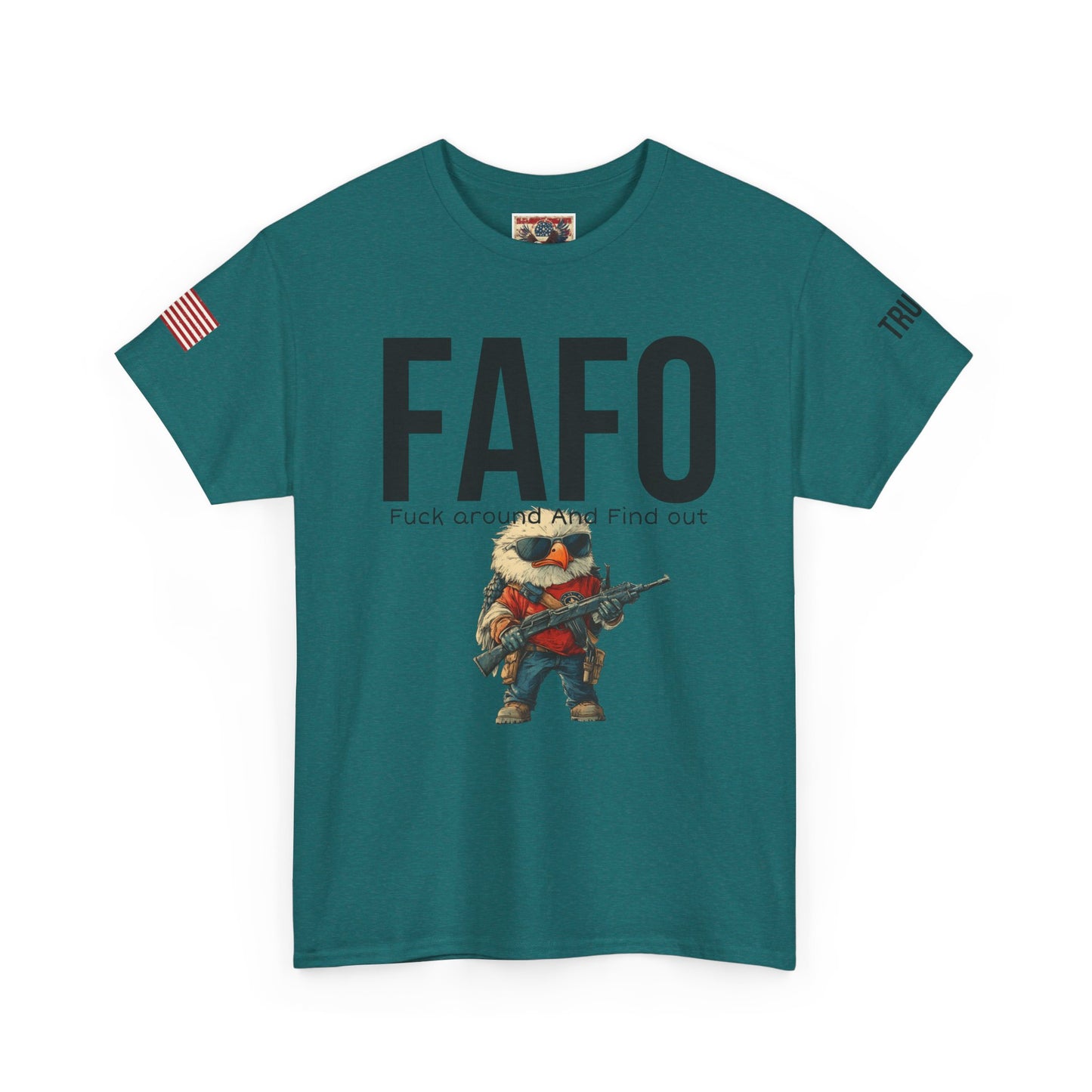 patriotic cartoon  f around print, Unisex Heavy Cotton Tee